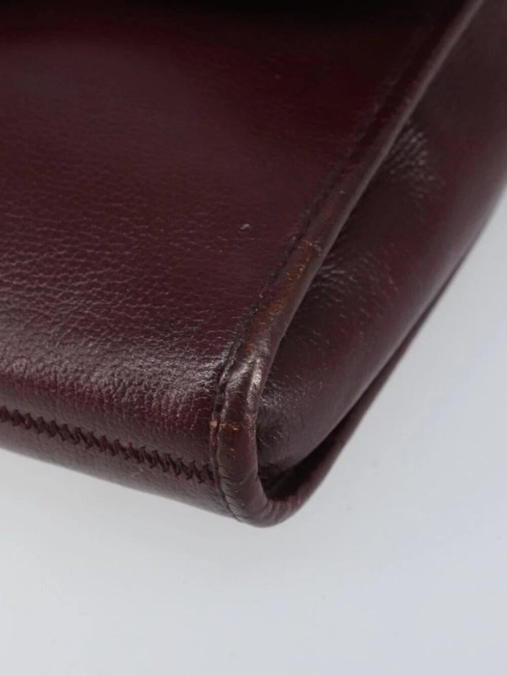 Christian Dior Shoulder Bag Leather Bordeaux Gold Auth - Picture 6 of 14